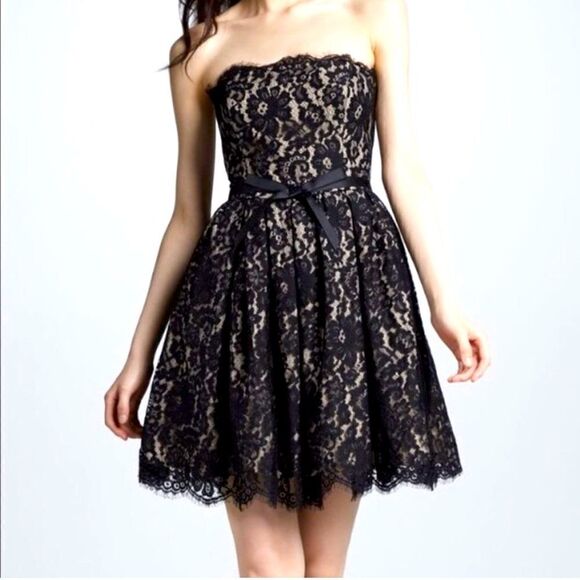 Robert Rodriguez Neiman Marcus Black & Nude Strapless Minidress sz 8 - Picture 1 of 15